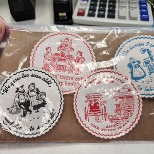 Vintage Style Coaster Set with Humorous Prints